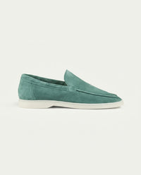 Alain – Mocassins Classiques en Suède Vert Émeraude