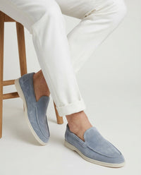 Jacques – Mocassins Classiques en Suède Bleu Clair
