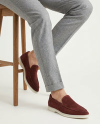 Michel – Mocassins Classiques en Suède Rouge