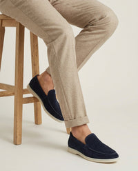 François – Mocassins Classiques en Suède Bleu Marine