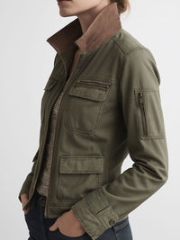 Veste Cargo Olive Verte avec Poches Utilitaires