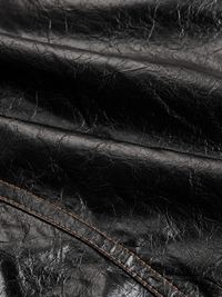 Veste en PU avec Col Montant et Boutons Métalliques Rétro