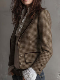 Blazer Taillé en Tweed Vichy Vintage