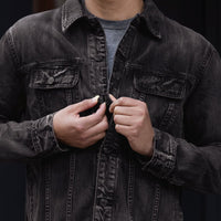 Veste Trucker en Denim | Noir Foncé Décoloré