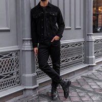 Veste Trucker en Suède | Noir