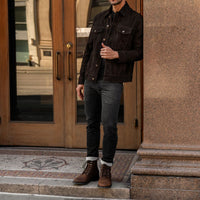 Veste Trucker en Suède | Chocolat