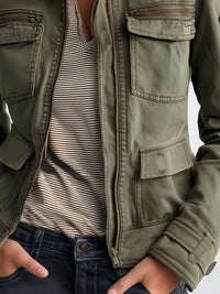 Veste Cargo Olive Verte avec Poches Utilitaires