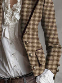 Blazer Taillé en Tweed Vichy Vintage