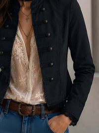 Veste en Jean de Style Militaire Vintage