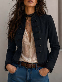 Veste en Jean de Style Militaire Vintage