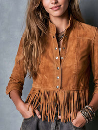 Veste Western à Boutons Frangés