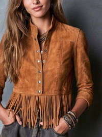 Veste Western à Boutons Frangés