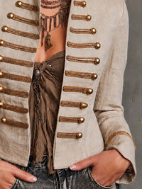Veste militaire en coton-lin de style vintage
