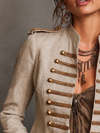 Veste militaire en coton-lin de style vintage