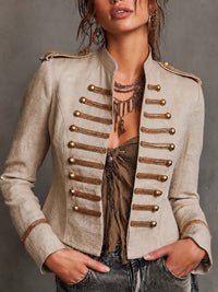 Veste militaire en coton-lin de style vintage