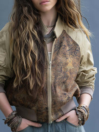 Veste Bombers Zippée en Patchwork Paisley Boho