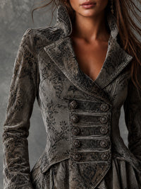 Veste militaire vintage en jacquard avec volants