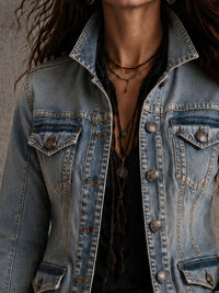 Veste sur mesure en denim lavé vintage usé