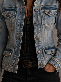 Veste sur mesure en denim lavé vintage usé
