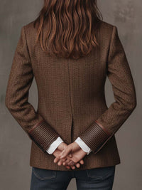Blazer en Tweed Chevrons avec Panneaux Imprimés