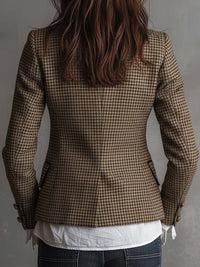 Blazer Taillé en Tweed Vichy Vintage