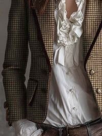 Blazer Taillé en Tweed Vichy Vintage