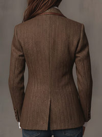 Blazer en Tweed Chevrons avec Panneaux Imprimés
