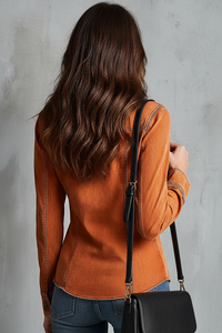 Veste en Jean Utilitaire Orange Brûlé Vintage
