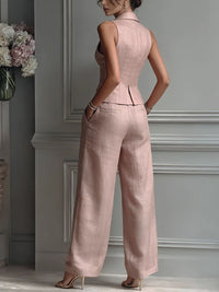 Charlotte | Ensemble deux pièces boutonné avec col en V pour femme
