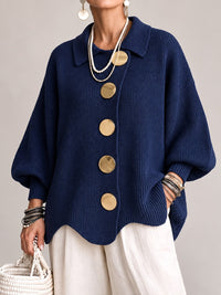 Isadora™ | Cardigan Oversize à Col avec Grands Boutons en Métal