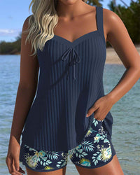 Carla - Maillot de Bain Rayé avec Short de Plage