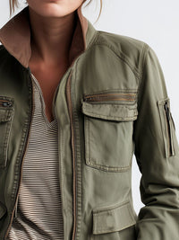Veste Cargo Olive Verte avec Poches Utilitaires