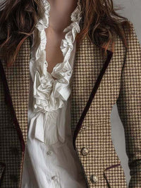 Blazer Taillé en Tweed Vichy Vintage