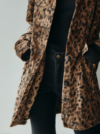 Veste en Éco-suède à Imprimé Léopard Vintage