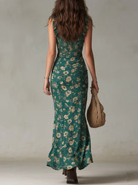 Zara™ | Robe maxi bohème froncée à imprimé fleuri et fente latérale