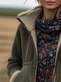 Veste Sherpa Vintage à Col Roulé pour Femmes