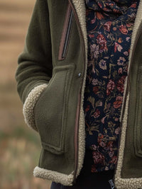 Veste Sherpa Vintage à Col Roulé pour Femmes