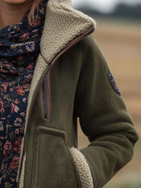 Veste Sherpa Vintage à Col Roulé pour Femmes