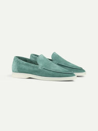 Alain – Mocassins Classiques en Suède Vert Émeraude