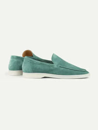 Alain – Mocassins Classiques en Suède Vert Émeraude
