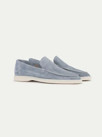 Jacques – Mocassins Classiques en Suède Bleu Clair