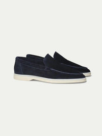 François – Mocassins Classiques en Suède Bleu Marine