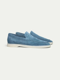 Charles – Mocassins Classiques en Suède Bleu